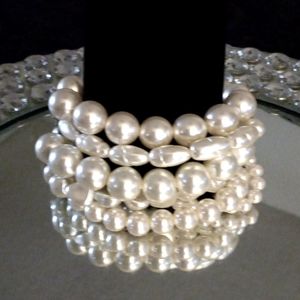 6 strand Chunky Pearl Elastic Bracelet